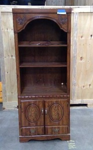 lot 24 image: Antique Wooden Cabinet with arched top and carved details