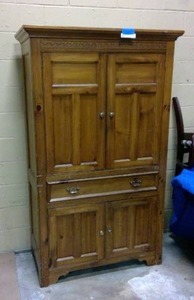 lot 29 image: Farmhouse Pine Armoire Media Cabinet