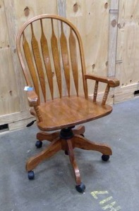lot 38 image: Vintage Solid Wood Rolling Wood Office Chair