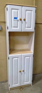 lot 45 image: White and wood kitchen pantry cabinet