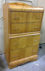 lot 52 image: Vintage Art Deco waterfall chest of drawers