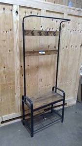 lot 82 image: industrial Style Entryway hall tree with bench and shoe rack