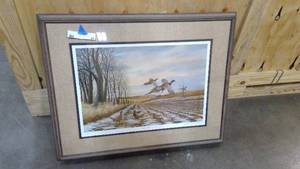 Rustic framed and matted limited edition print titled "November Fields" by artist Rhynard Klingbeil 31"x24"