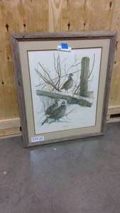 lot 109 image: R. DORMAN BOBWHITE PRINT PLATE NO.1 NOT FRAMED WINTER SNOWY WILDERNESS BIRDS 30x35