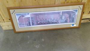 lot 111 image: Framed and matted Dinner for Threshers print by Grant Wood 51x19