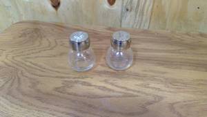 lot 145 image: Vintage Olde Thompson Glass salt and pepper shakers