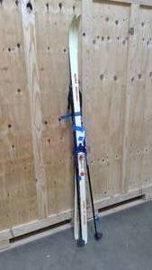 lot 154 image: Spoke telemark cross country skis and Alpina poles