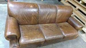 lot 166 image: Dark brown 3 seat leather sofa