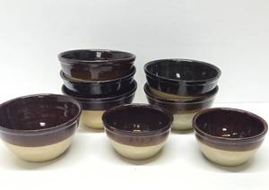 lot 35 image: Large Lot of Vintage Stoneware Mixing Bowls