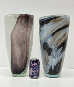 lot 36 image: 2 LARGE Swirled Art Glass Vases including Vilniaus Stiklo - Lithuania&nbsp