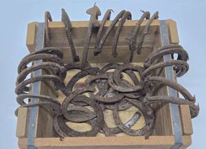 lot 97 image: Large Lot of Vintage Iron Horseshoes