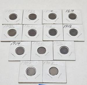 lot 54 image: Group of 13 US Indian Heads Pennies #1
