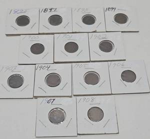 lot 55 image: Group of 13 US Indian Heads Pennies #2