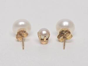 lot 59 image: Genuine 14K Gold &amp Freshwater Pearl Earring &amp Pendant Set
