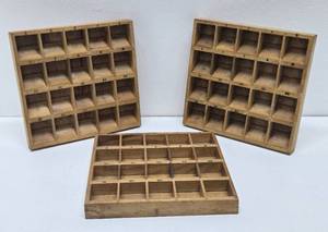 lot 67 image: 3 Vintage Wood Numbered Postage Stamp Holders