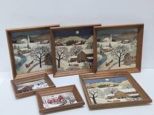 lot 322 image: Great Looking Mid Century KayDee Pure Linen Artworks