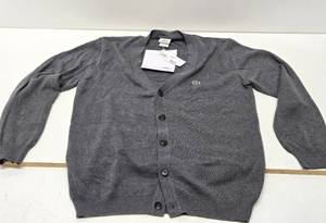 lot 313 image: Brand New LACOSTE Grey Button Up Sweater - Size L