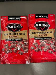 lot 113 image: box - Jack Links Beef Tender Bites Original - Family Size 10 oz (Lot of 2)