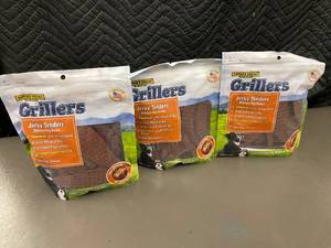 lot 135 image: BP - Savory Prime Grillers Jerky Tenders Dog Treats (3 Bags, 16 oz Each)