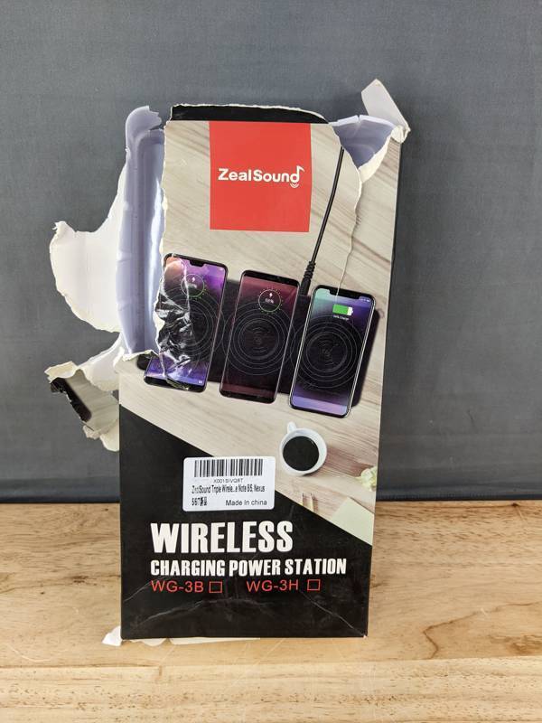 lot 62F image: ZealSound Triple Wireless Charging Power Station WG-3BWG-3H - Brand New