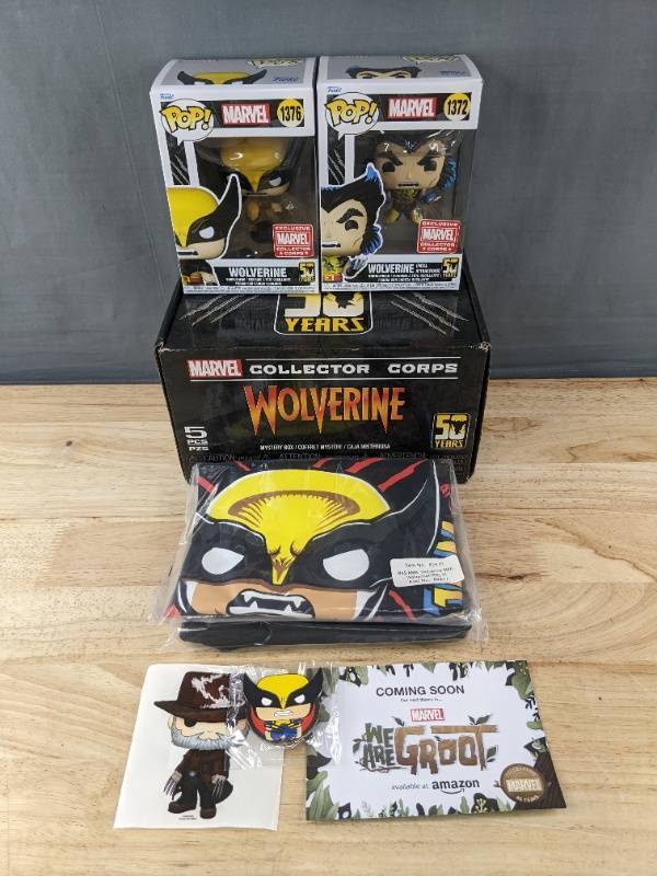 lot 32C image: Funko Pop Marvel Collector Corps Wolverine 50th Years Exclusive 5 Piece Box Set - Brand New A