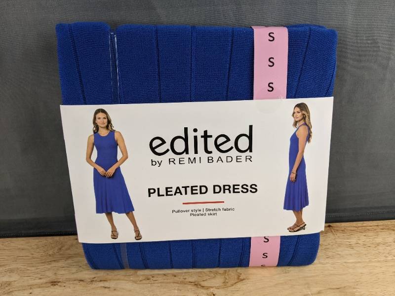 lot 30D image: Edited by Remi Bader Pleated Dress Size S Blue - Brand New