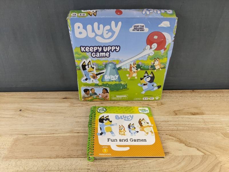 lot 242 image: LeapFrog Bluey Keepy Uppy Game &amp Books - Brand New&nbspT