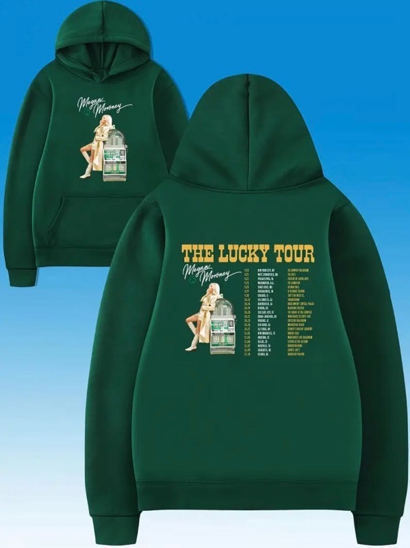 lot 15M image: Megan Moroney The Lucky Tour Green Hooded Sweatshirt, Unisex XXL Hoodie, Runs Small - New