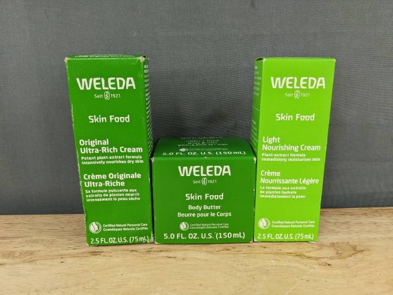 lot 131W image: Weleda Skin Food Original Ultra-Rich Cream & Light Nourishing Cream & Body Butter - Brand New