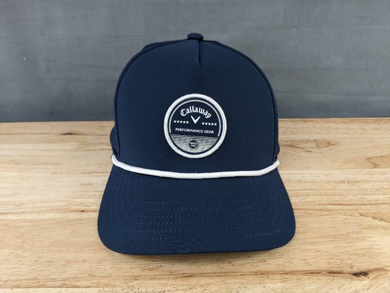 lot 141D image: Callaway Performance Gear Snapback Hat OSFM Navy Blue - Brand New