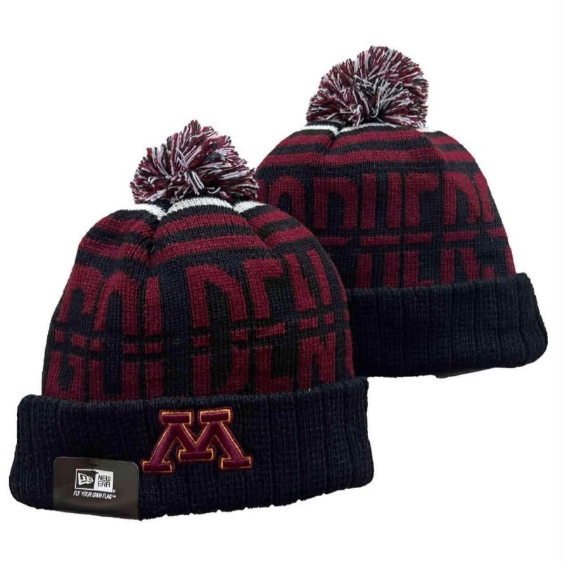 lot 18D image: Brand New Minnesota Gophers New Era Embroidered NCAA Black Beanie Adult Winter Hat I
