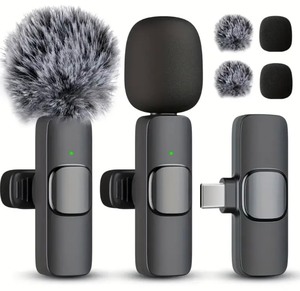 lot 55L image: 2 Piece Wireless Lavalier Android Nose Canceling Microphone Set - Brand New