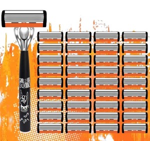 lot 28W image: Ultra Sharp Premium Shaving Razors with Handle, 36 Total Blade Cartridges - Brand New