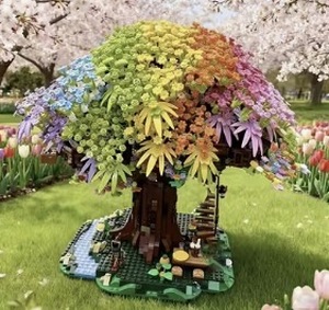 lot 68F image: Rainbow Tree House Building Block Set, 1100 Pieces - Brand New