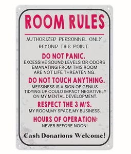 lot 353P image: Authorized Personnel Room Rules Metal Sign, 8 x 12 - Brand New