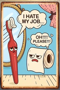 lot 245P image: I Hate My Job, Oh Please 8 x 12 Metal Sign - Brand New