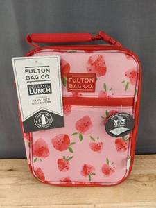 lot 186 image: Fulton Bag Co. Insulated Lunch Bag - Strawberry Print - Brand New