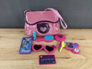 lot 229 image: Purse &amp Accessories Set for Kids - Pink with Sunglasses, Toy Phone &amp Card - Brand New&nbspT