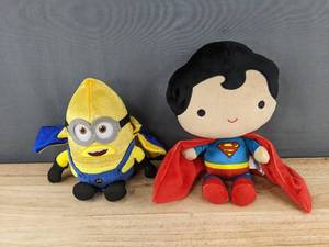 lot 279 image: Illumination Minions Despicable Me 4 Plush &amp DC Comics Superman Plush - Brand New&nbspT