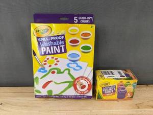 lot 302 image: Crayola Washable Paint Spill-Proof 5 Colors &amp Washable Project Paint Bold 6 Colors - Brand New&nbspT