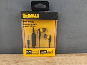lot 121P image: DEWALT DXMA1909032 Jobsite Earphones - IPX6 Water Resistant, 3.5mm Connector - Brand New&nbspA