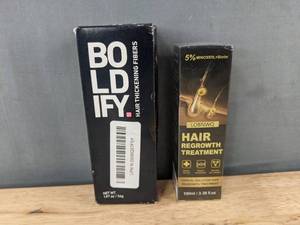 lot 340P image: Boldify Hair Thickening Fibers 1.97 oz & Hair Regrowth Treatment 100 ml - Brand New