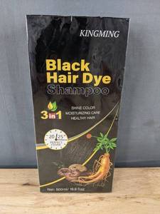 lot 228P image: KINGMING Black Hair Dye Shampoo 3 in 1, 500ml - Brand New
