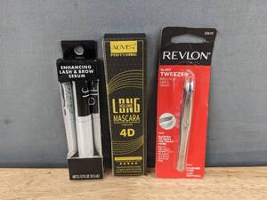 lot 287P image: Revlon Slant Tweezers, ALIVER Professional Long Volume Mascara 4D and Lash & Brow Serum - Brand New