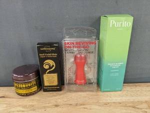 lot 304P image: Delindio Papago Facial Cream, Impressions Elixir, Revlon Roller and Purito Mighty Bamboo Panthenol Cream - Brand New