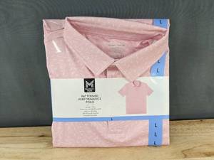 lot 197P image: Members Mark Patterned Performance Mens Size Large Pink Polo - Brand New