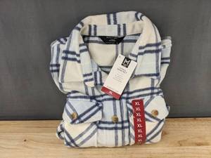 lot 292P image: Members Mark Womens XL Shacket - Plaid Yarn-Dyed, Relaxed Fit with Side Pockets - Brand New