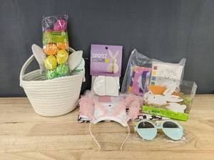 lot 554 image: Easter  Accessories with Plastic Eggs & 54 Tablecloth - Brand New