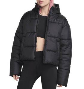 lot 24Q image: Nike Womens Puffer Hooded Black Jacket - Size Small - $140.00 Retail - Brand New