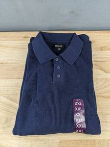 lot 219P image: DKNY Blue Polo Sweater, Mens Size XXL, $89.00 Retail - Brand New